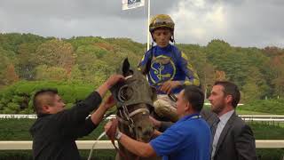 Maggie Wolfendale with Todd Pletcher After Eskenformoney Wins Her Career Finale Wealth