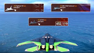 Typhoon F2 vs JH-XX vs MIG-31BM Foxhound Strike Fighter Total Damage Test - Modern Warships