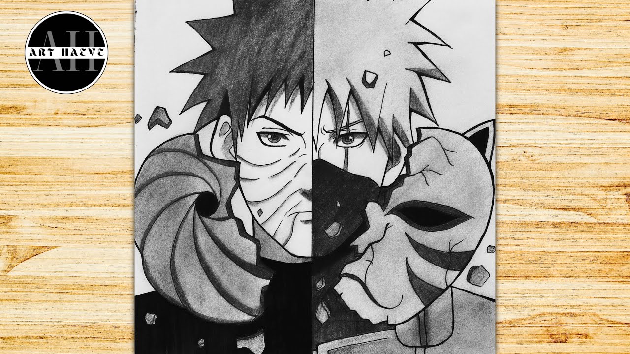 Kakashi e Obito, Naruto sketch drawing, Anime character drawing, Naruto  drawings