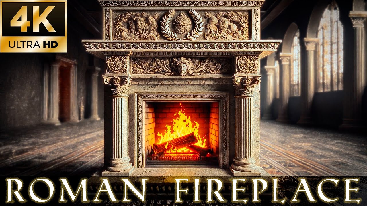 4K Roman Fireplace 🔥: Luxurious Ambience for Relaxation