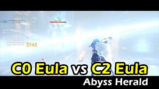 How much stronger is C2 Eula compared to C0 Spiral Abyss v1.5 Floor 11-3
