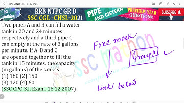 Two pipes A and B can fill a water tank in 20 and 24 minutes respectively and a third pipe C