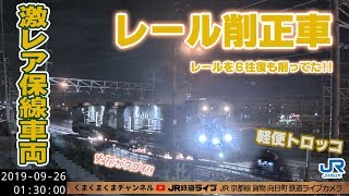 【激レア】軽便トロッコとレール削正車@JR西日本京都線　向日町　京都方面　定点カメラ（2019/09/26 01:30～03:34）