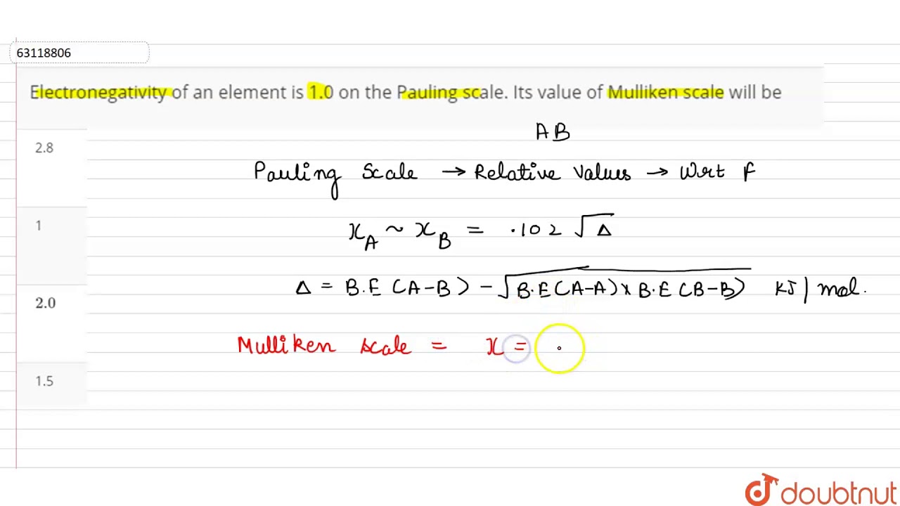 Pauling and mulliken scale of electronegativity