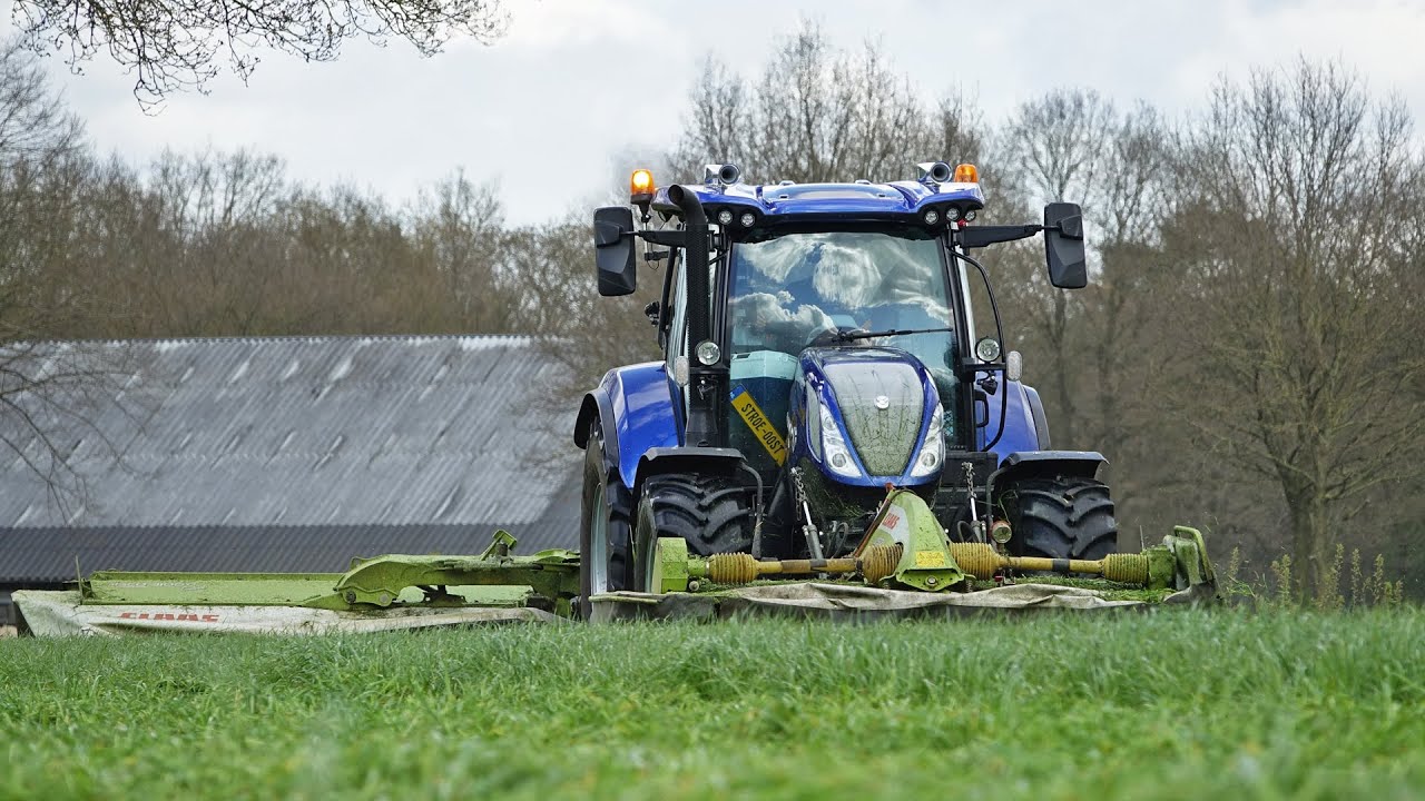 Mowing First Grass | Brouwer | New Holland T6.180 + Claas Disco | 2023