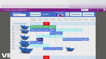 Employee Availability Calendar: application showing work schedule of employees in Power Apps