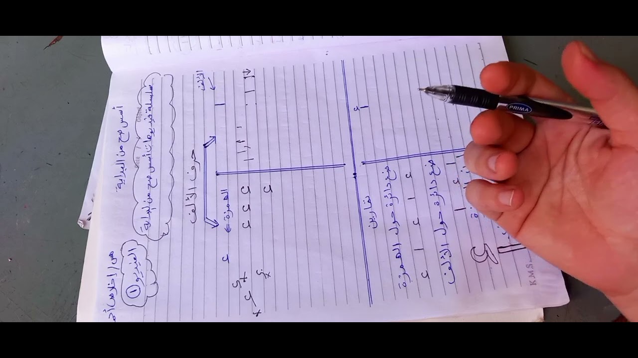 طريقة كتابة حرف الألف والهمزة الفيديو ١
