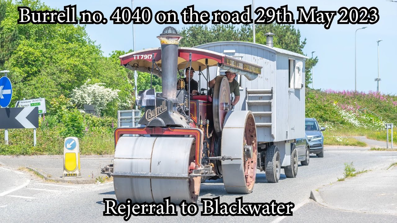 Burrell Steam Roller no. 4040 on the road from Rejerrah to Blackwater ...