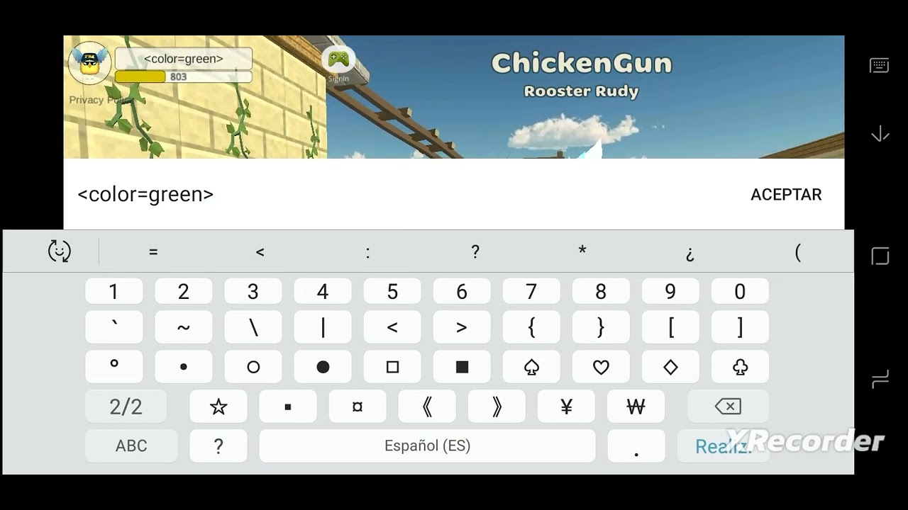 como poner tu nombre de 2 colores en chicken gun - YouTube