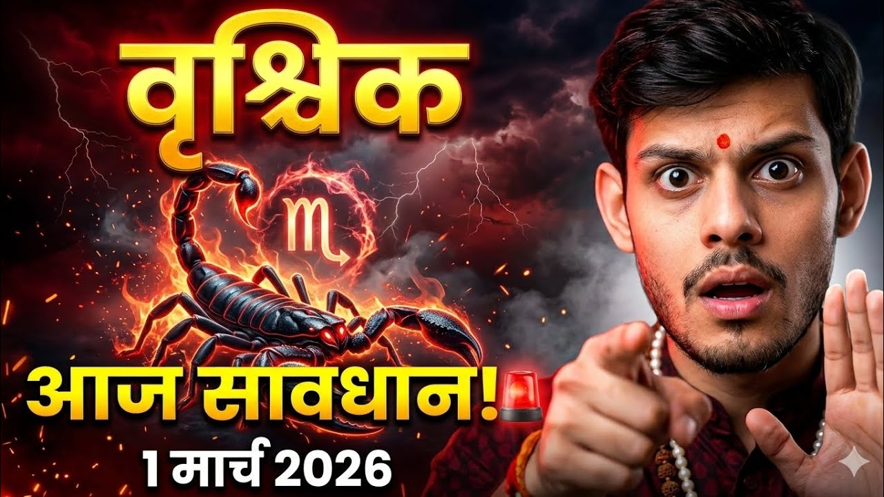 वृश्चिक राशि आज का राशिफल 1 मार्च 2026 |।              शुभ समय, शुभ रंग, आज का उपाय #rasifal #today