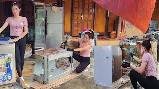 The genius girl restored an old rusty 220V washing machine that had been in storage for a long time.