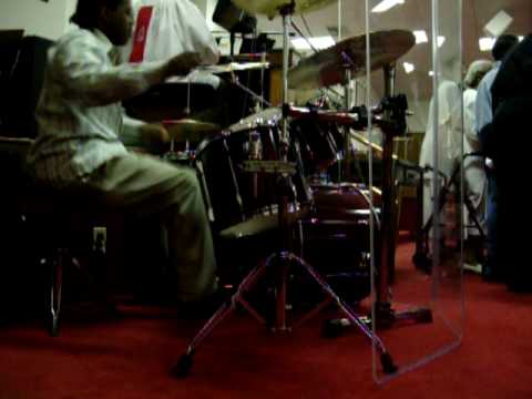grooving on drums during service