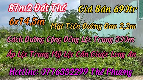 Bán 87m2 (6x14,5m) Đất Thổ Sổ Hồng Riêng Giá 690tr Ấp Lộc Trung Mỹ Lộc Cần Giuộc Long An