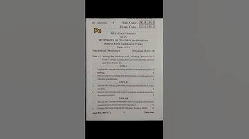 B.Ed Qs paper of Techniques of Teaching/ PU chandigarh... #questionpaper #bedpreparation