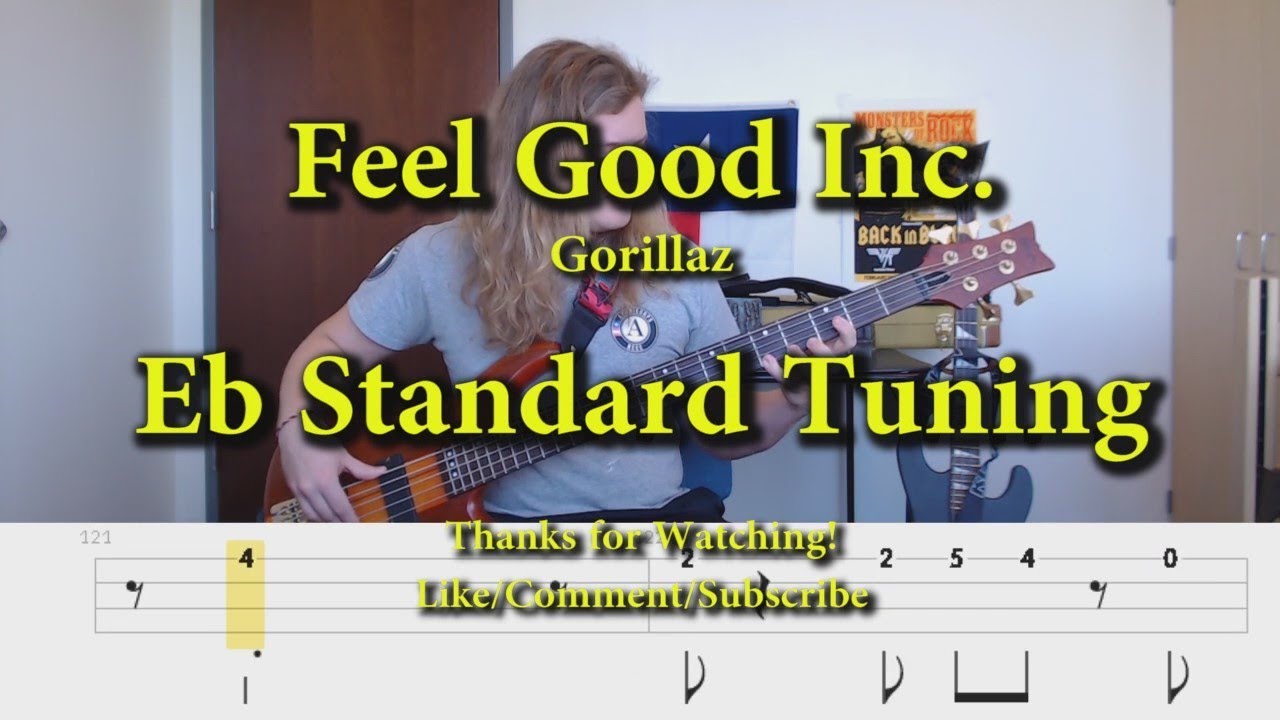 Feel Good Inc Gorillaz Bass Cover With Tabs Youtube