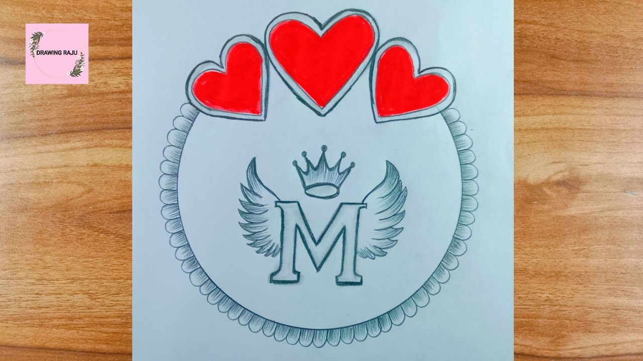How to make beautiful M letter drawing||M letter circle drawing with pencil sketch for beginners