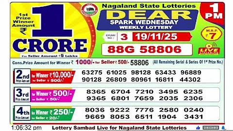 Nagaland State Lottery Sambad 1 PM Result Today 19-11-2025