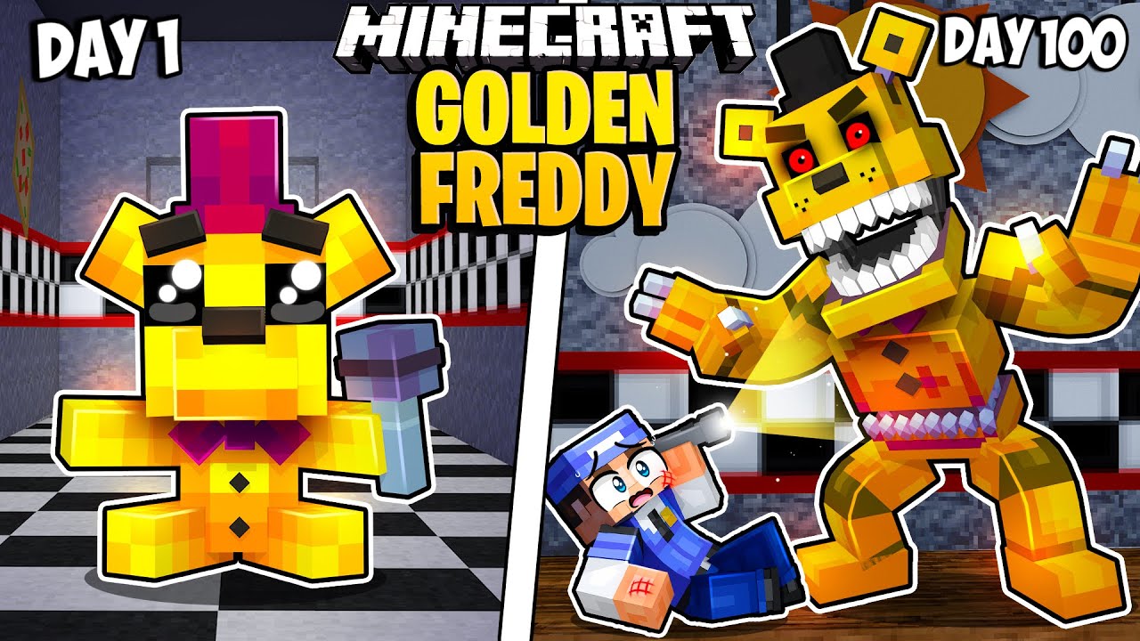 ⁣I Survived 100 Days as GOLDEN FREDDY in Minecraft