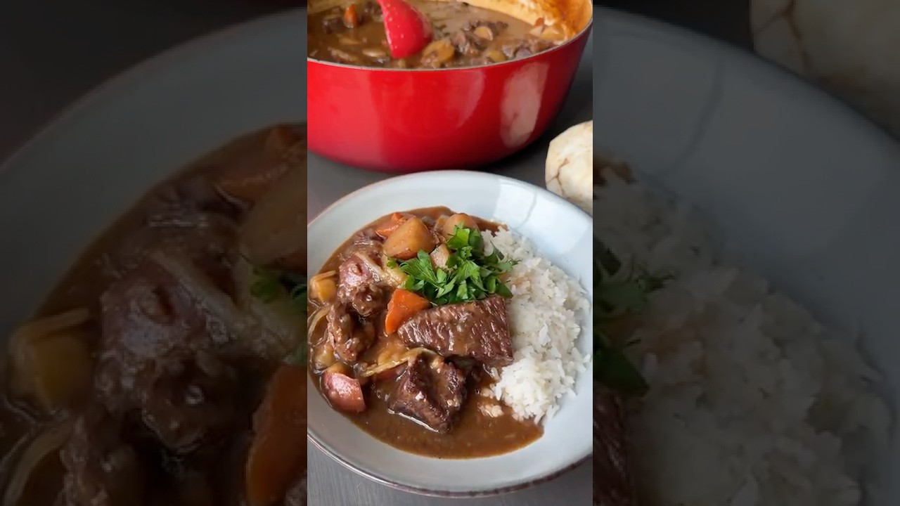 Slow Braised Beef Stew with Bone Broth and Red Wine