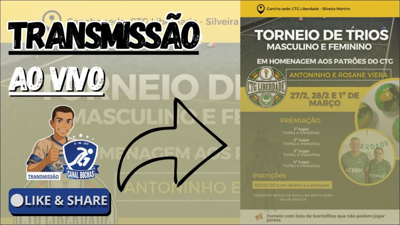 TRANSMISSÃO AO VIVO: Torneio De Trios Mas / Femb- Silveira Martins