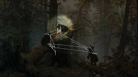 Saccadic eye movements across the image "Morning in the pine forest"