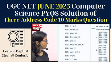 UGC NET PYQs Solution-Three Address Code Question|UGC NET Previous Years JUNE 2025 Computer Science