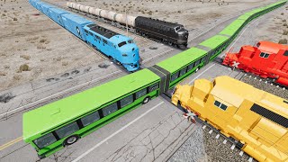 Long Articulated Bus Accident on Rail #88 - Beamng.Drive | Dancing Cars