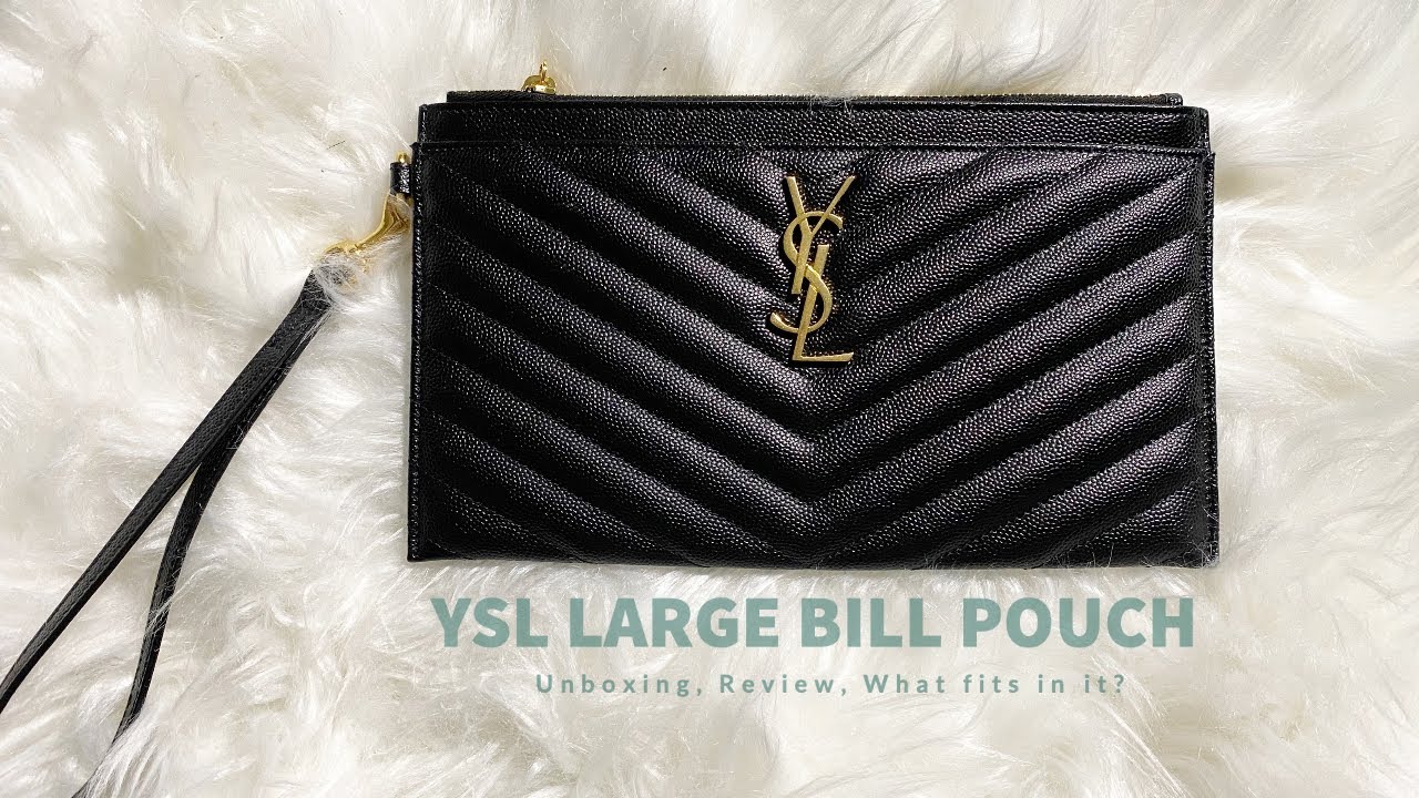 Saint Laurent Cassandre Matelasse Large Bill Pouch In Quilted Embossed  Leather Black
