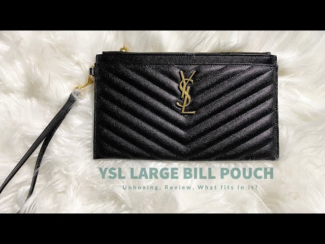 Yves Saint Laurent Black Matelass? Quilted Leather Monogram Large Bill  Pouch - Yoogi's Closet