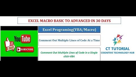 Excel VBA - Comment || How to comment out multiple lines at a time in VBA