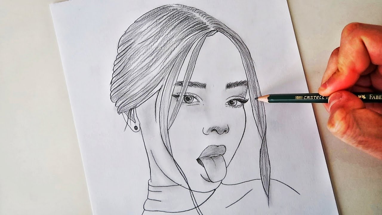 Güzel Kiz Çi̇zi̇mi̇ Karakalem Kolay / How To Draw Girl Easy Sketch - Youtube