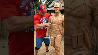 John Cena Made a Peacemaker Statue from Wood?! 🤯 #shorts
