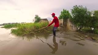 After Heavy Rain Remove Floating Plants Clogged Massive Dam Drain Water
