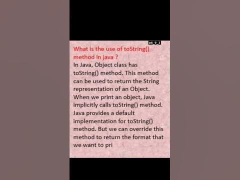 What is the use of tostring() method in java? #stringmethod #string # ...