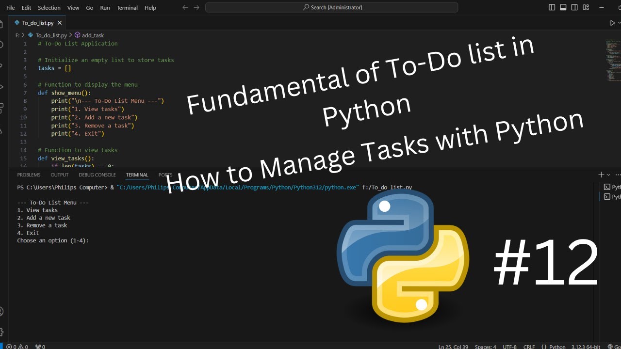 Python To-Do List for Beginners: Organize Your Life with Code #12 ...