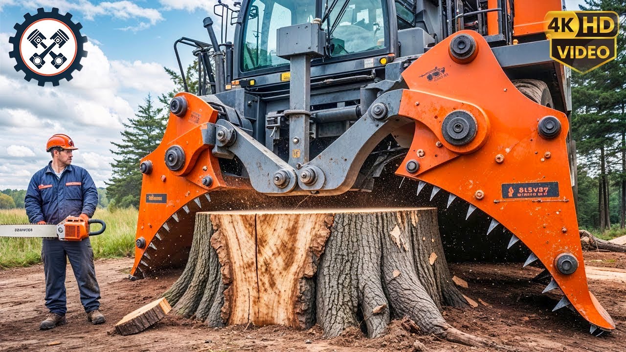 Extreme Dangerous Monster Stump Removal Excavator | Amazing Fastest Wood Chipper Machines #11