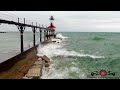 High Winds & Monster Waves At Michigan City Lighthouse Short Clip Of Todays Full video coming!