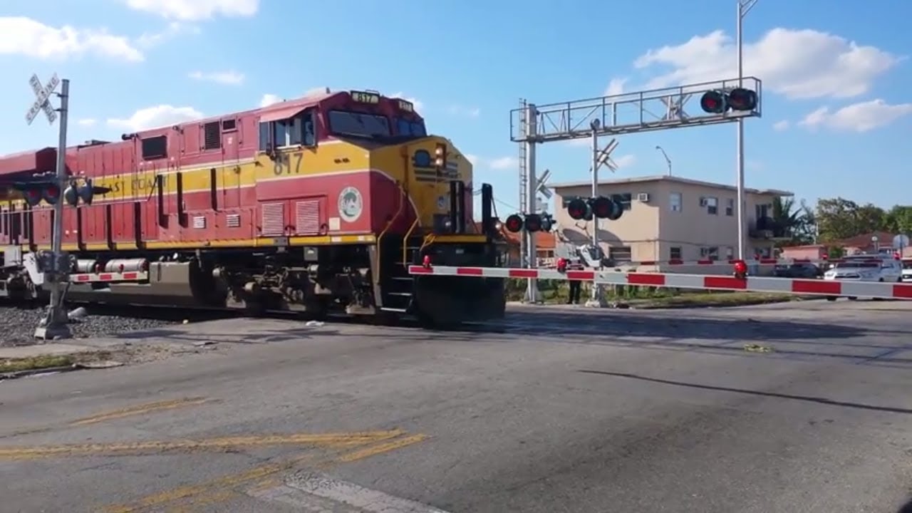 LONG Train Knocks Down Signal YouTube