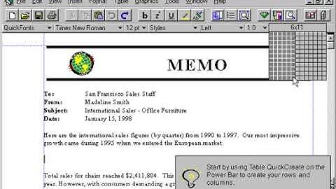 Corel WordPerfect Suite 7: Tables-in-a-Minute