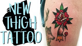 Traditional Rose Thigh Tattoo | Pain + Experience + Inspiration