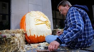 Full Huge pumpkin carved downtown on the Magnificent Mile Guide