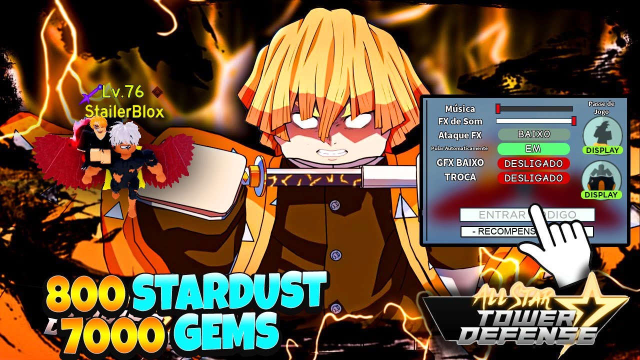 REVELEI NOVOS CÓDIGOS!! NO ALL STAR TOWER DEFENSE (CODES DE GEMAS) 