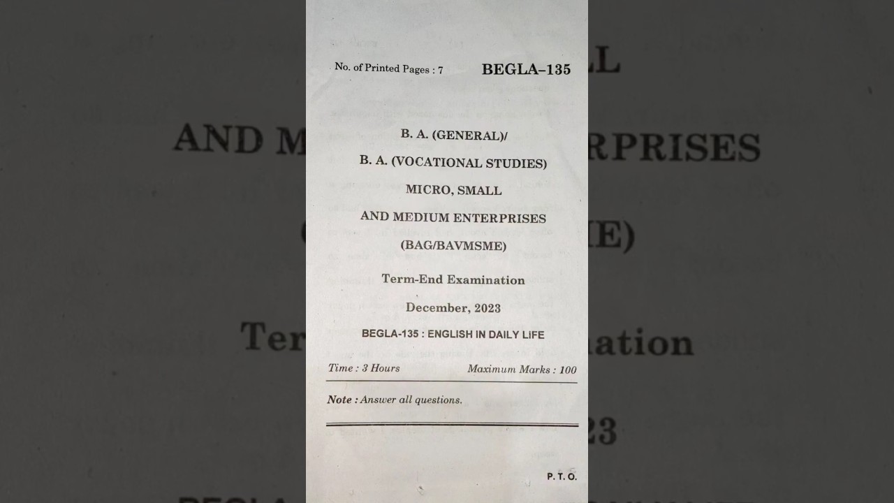 BEGLA-135 DEC 2023 IGNOU Previous year question paper 