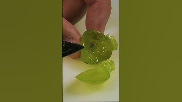 Macro Slow Motion Grape Scrape – ASMR Knife Inside Green Grape #macro #slowmotion #grape #asmr