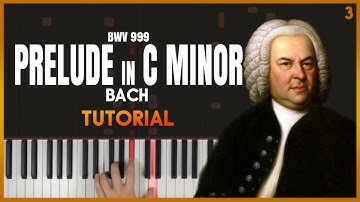 PRELUDE in C MINOR BWV 999 by J S Bach | Piano Tutorial (Part 1) Slow, Detailed