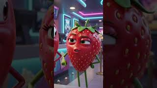 Apple gets scared in front of strawberry #comedy #funny #fruit #story #movie