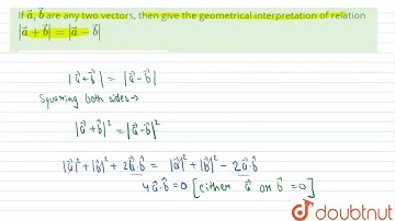 If  vec a , vec b\nare any two vectors, then give the geometrical\ninterpretation ofrelation| ve...