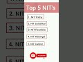 Top 5 NIT'S in India 2026 Ranking | BTech Admission 2026 in NIT's | Engineering Admission #jee2026