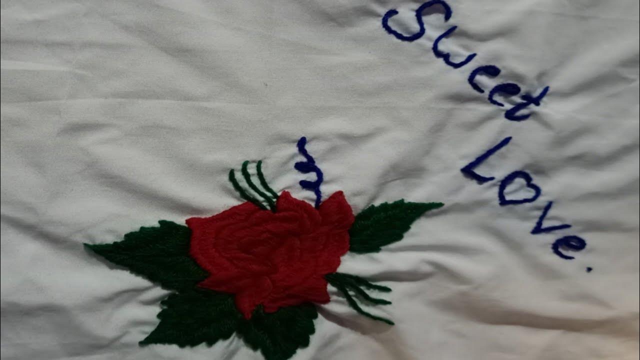 How To Make Hand Embroidery Pillow Design 2022 Takiya Ka Flower Cover