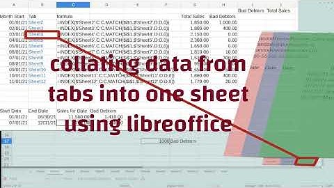 using libreoffice collate data from multiple tabs - INDEX, MATCH and SUMIFS formulas